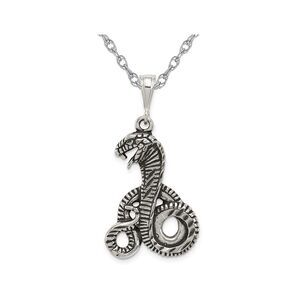 Antiqued Sterling Silver Snake Pendant Necklace with Chain